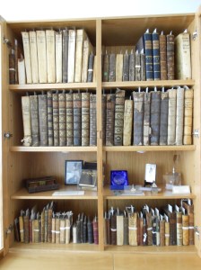 Old books on newish shelves