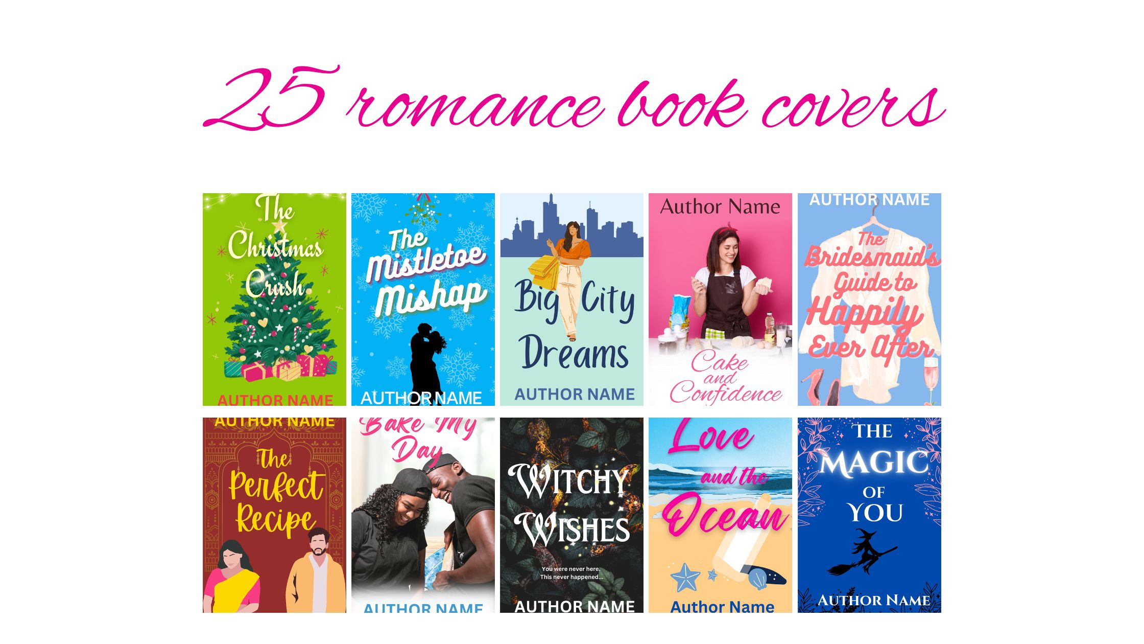 Premade romance book covers (with titles generated by ChatGPT)